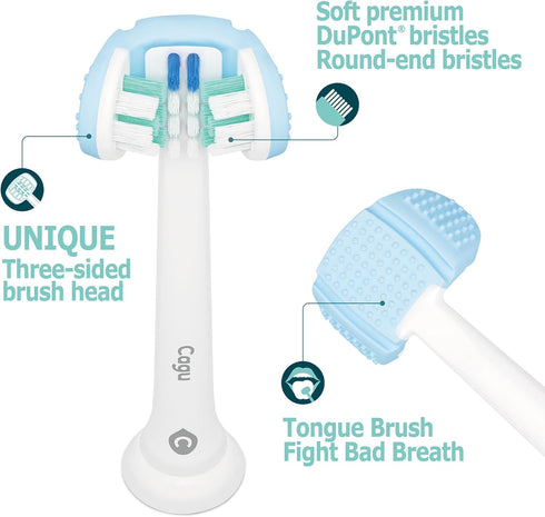 Cagu Three-Sided Toothbrush Heads with Tongue Brush Compatible with Philips Sonicare Replacement Brush Head, U-Shaped Brush Head Fits All Philips ...
