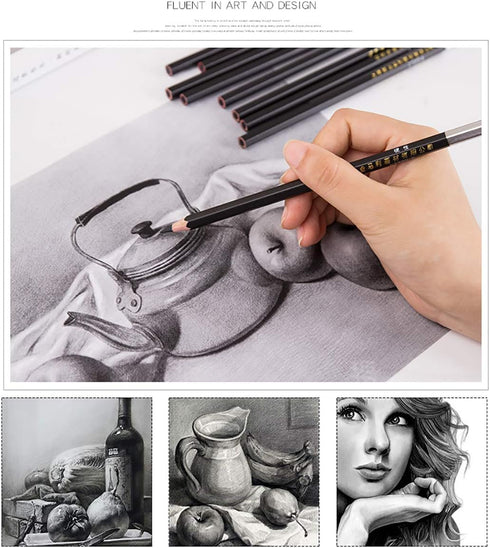 Carbon Painting Pencil Charcoal Drawing Sketch Pencils 12 Piece Soft...
