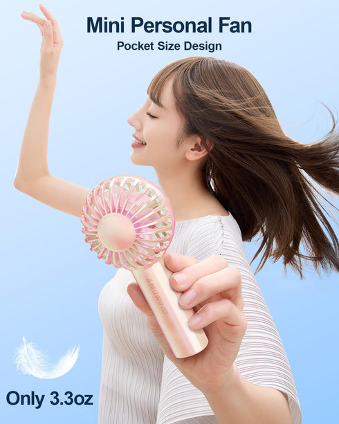Portable Mini Handheld Fan, Small Personal Hand Held Fan with Base, Cute Design USB Rechargeable Fan for Lash Makeup, Summer Beach Travel Essentia...