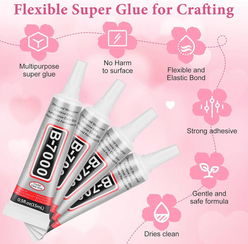 cridoz B-7000 Glue with 33000Pcs Rhinestones for Crafting, Clear Glue Flat Back Rhinestones Pink Crystal Kit with Jewelry Glue for Clothing Fabric...