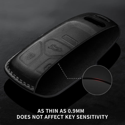 Tukellen for Audi Key Fob Cover Genuine Leather with Keychain,Leather Key Case Protector Compatible Audi A4 Q7 Q5 TT A3 A6 SQ5 R8 S5 Smart Key-Bla...