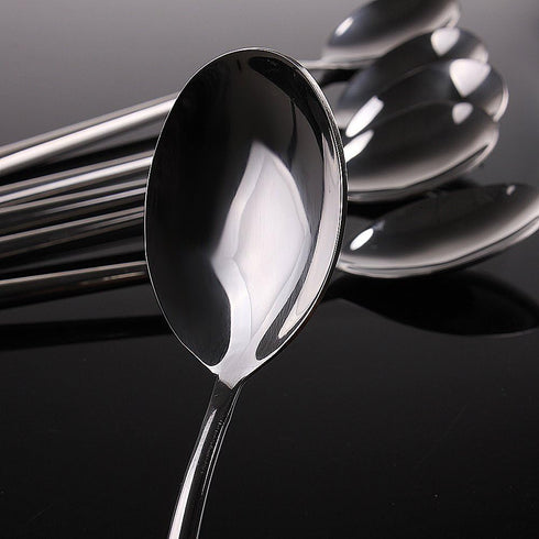Korean Stainless Steel Rice Soup Iced Tea Spoon Coffee Spoon Cold Drink Spoon Fruit Juice Long Ice Scoop Long handle Great Circle 3Pcs...