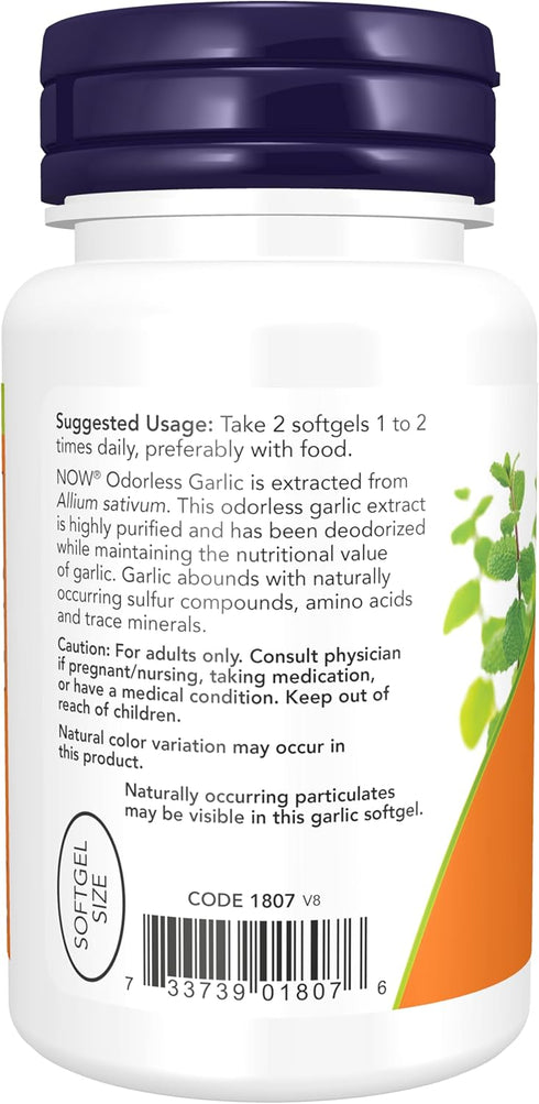 NOW Supplements, Odorless Garlic (Allium sativum), Concentrated Extract, 100 Softgels...