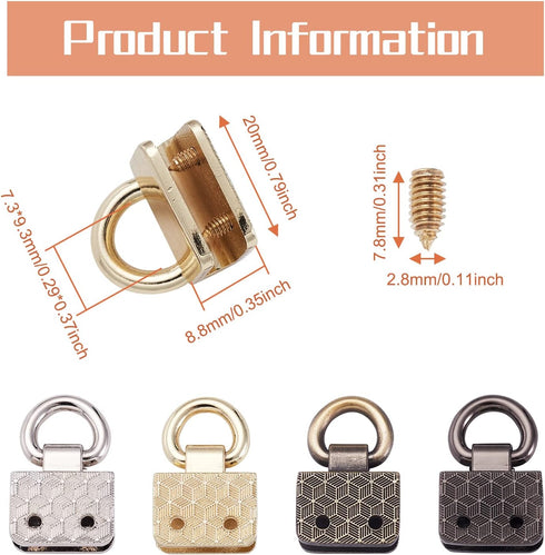 Craftdady 8 Set Purse Suspension Clasp Metal Bag Side Ring Buckle Handbag Chain Strap Connector for DIY Leather Crafts Handbags Hardware Accessori...