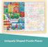 Wooden Puzzle for 3 Year Old with Picture Underneath, 24 Piece Puzzles for Kids Ages 3-5 Traffic Theme, Unique Shape Jigsaw Pieces Preschool Toddl...