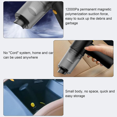 Car Vacuum Cleaner, Car Handheld Vacuum 12000Pa Portable USB Rechargeable for Home (Black)...