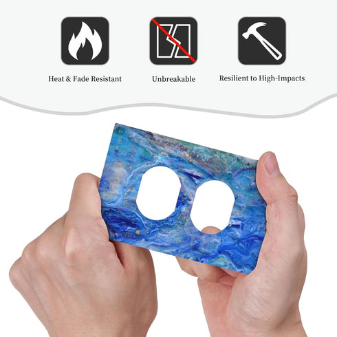 Teal Green Marble 1 Gang Outlet Covers Duplex Receptacle Wall Plate Decorative Electrical Faceplate Lightswitches for Bathroom Home Living Room Be...