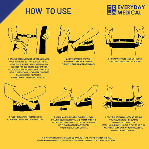 Everyday Medical SI Belt - Sacroiliac Joint Belt for Men and Women I Hip Support Brace - Support and Alleviate Si Joint, Pelvis, Sacral, Sacrum, H...