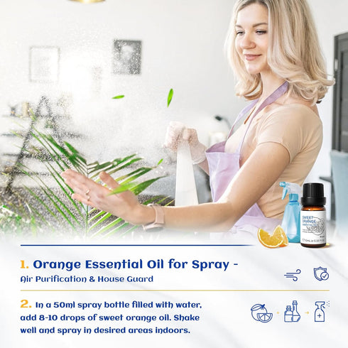 HIQILI Sweet Orange Essential Oil,100% Pure Natural for Diffuser, Aromatherapy-10ml...