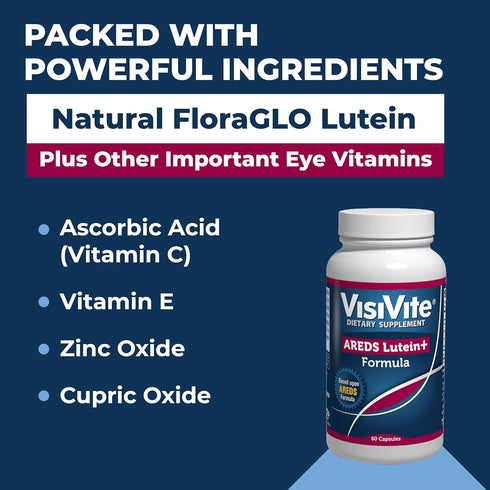 AREDS Lutein Eye Vitamins by VisiVite - Lutein Supplements for Eyes Without Beta-Carotene - Lutein for Eyes - Eye Supplements for Adults - 60 Caps...