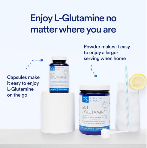 Essential Stacks Gut L-Glutamine Capsules 1000mg (Made in USA) - Gluten, Dairy & Soy Free, Non-GMO L Glutamine for Gut Health - 60 Serves (120 Cap...