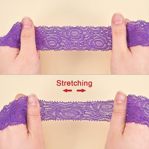 BENECREAT 18 Yards Lace Fabric Stretch Elastic 1.57 inches Wide Trim Lace for Headbands Garters Wedding Bouquet Making - 18 Colors 1 Yard Each...