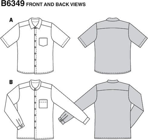 Burda Style Sewing Pattern 6349 - Men's Shirt with Collar, A(36-38-40-42-44-46-48-50)...