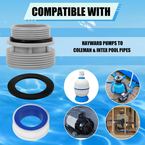 4pcs Filter Hose Conversion Kit, Above Ground Pool Adapter for Intex Pool 40mm to 1 1/2 Inch Conversion Kit Hose Conversion Adapters Kit Compatibl...