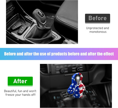 Car Gear Shift Cover, Fashionable and Funny Car Gear Shift Hoodies Cover, Winter Warm Gear Shift Knob Cover Sweater Shirt (Flag Left & Right)...
