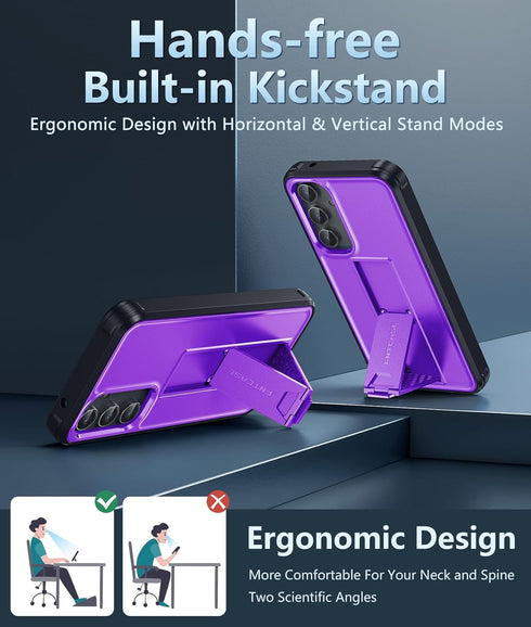 FNTCASE for Samsung Galaxy S23-FE Case: Military Grade Drop & Shock Protection Cell Phone Cover with Kickstand | Heavy Duty Rugged Phonecase Prote...