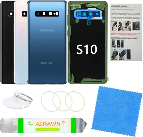 Galaxy S10 Replacement Back Glass Panel Case with Installation Manual + Pre-Installed Camera Lens + All The Adhesive + Repair Tool Kit for Samsung...