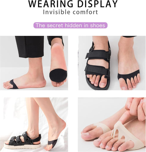 Ball of Foot Cushions (5 Pairs) - Metatarsal Pads for Women & Men, Soft Forefoot Pads for Ball of Feet, Reusable, Breathable, Prevent Pain & Disco...