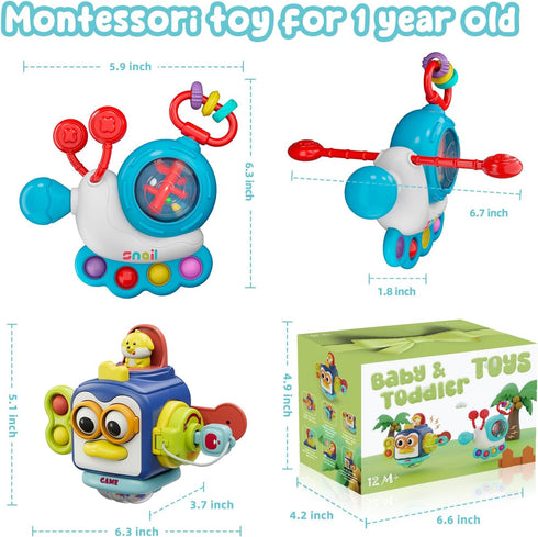 Montessori Toys for 1 Year Old, Travel Activities Busy Cube, Baby Rattles Sets, Early Educational Toys Gift for 12 18 Month, Baby Boy Girl Gifts S...