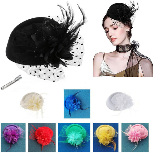 Fascinators Hats 20s 50s Hat Pillbox Hat Tea Hats Kentucky Derby Fascinators Cocktail Tea Party Headwear for Girl and Women...