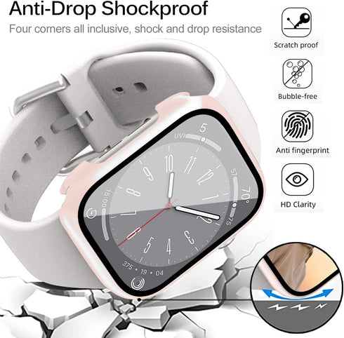 Miimall Compatible for Apple Watch Series 9 41mm Case with Built-in Glass Screen Protector, Hard PC Shockproof Anti-Scratch Waterproof Bumper Case...