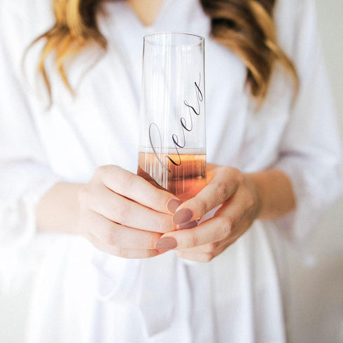 ModParty Cheers Flutes | Set of 12 | Wedding Reception, Bachelorette Party, Bridal Brunch Plastic Stemless Cups | Bridesmaid Keepsakes | Toasting ...