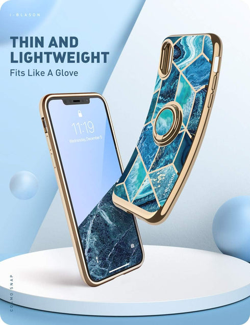 i-Blason Cosmo Snap Case Designed for iPhone Xs (2018) / iPhone X (2017), Slim with Built-in 360° Rotatable Ring Holder Kickstand Supports Car Mou...