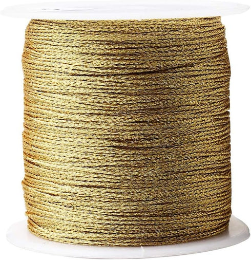 Pengxiaomei 218 Yards/656 Feet Metallic Cord Gold Twine, 2 Spool Gold Thread String for Bracelet Making Jewelry Making Thread Gold Craft String Ti...