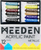 MEEDEN Metallic Acrylic Paint, Set of 12 Vibrant Colors Acrylic Tubes 0.74oz/22ml, Heavy Body Non Toxic Art Craft Paints for Artists, Kids & Begin...