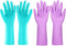 Elgood Reusable Dishwashing Cleaning Gloves with Latex free, Cotton lining,Kitchen Gloves 2 Pairs,Purple+blue Medium...