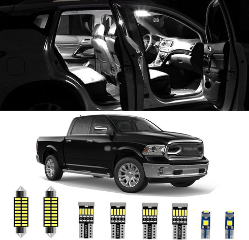 9pcs Ram Interior LED Lights Kit Ultra Bright White LED Replacement Bulbs for 2009 2010 2011 2012 2013 2014 2015 2016 2017 2018 2019 2020 2021 202...