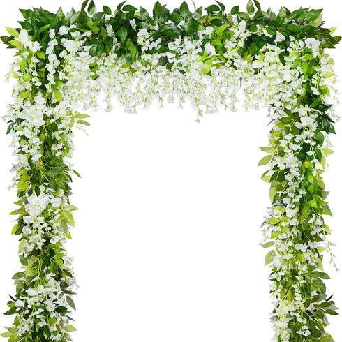 HANDIC Wisteria Garland 5pack 33Ft Artificial Fake Wisteria Vine Hanging Flowers Fake Vines Plants...