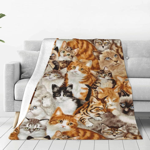 BLUBLU Cute Cat Design Flannel Fleece Bed Blanket Throw Blanket Lightweight Cozy Plush Blanket for Bedroom Living Rooms Sofa Couch 50"x40"...