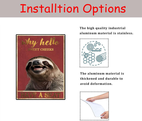 YLUYINOM Retro Tin Sign Why Hello Sweet Cheeks Have A Seat Sloth Lovers S Wall Art Decor For Living Room Coffee Bar Signs Home Farmhouse Toilet De...