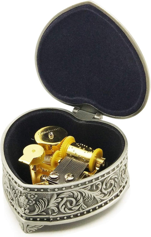Wingostore Emboss Alloy Metal Music Box Wind Up and Golden Movement Music Box for Christmas/Birthday/Valentine's Day (HearShapedMetalYMSS, You are...