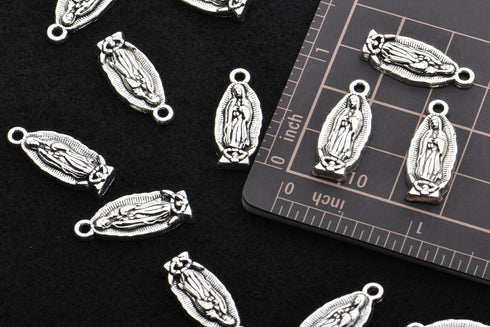 VIDRIO Pack of 80 Lady Guadalupe Pendants Silver Craft Supplies for Jewelry Making Tibetan Accessories for Bracelets Necklace DIY...