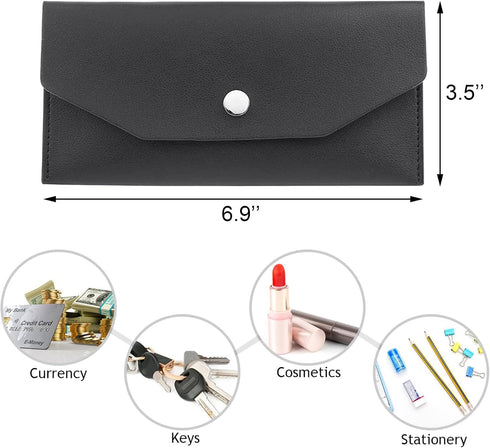 Cash Envelope Wallet, PU Leather Cash Envelope, Reusable Waterproof Budget Envelope for Man and Women (Black)...