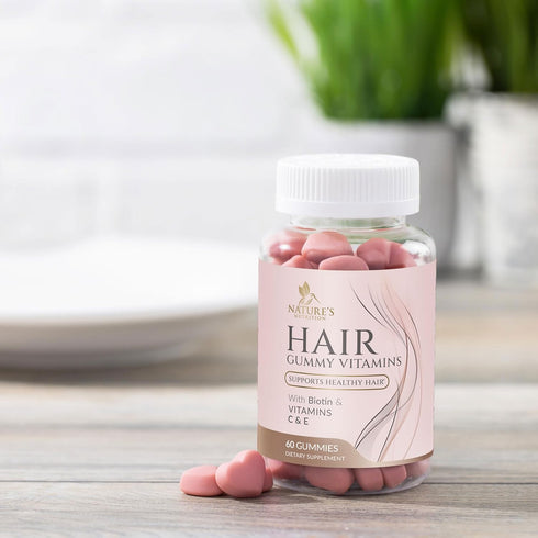 Sugar Free Hair Vitamins Gummies with Biotin 5000 mcg, Vitamin A, B12, C, D, E, Folic Acid, Supports Hair Growth Gummy, Vegetarian Friendly, Suppo...