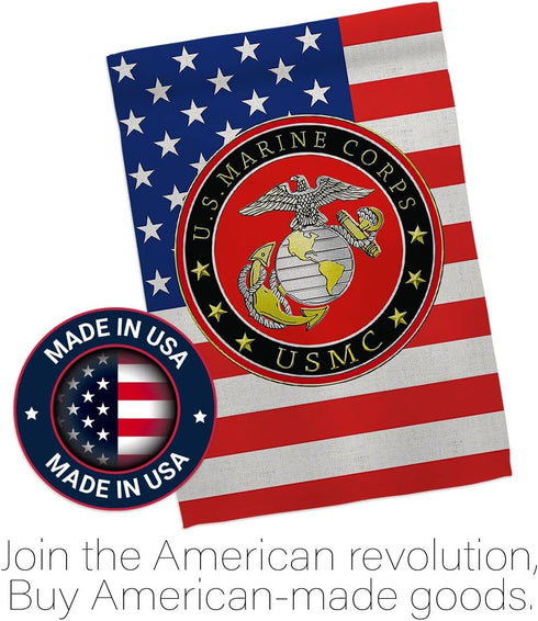 USMC Semper Fi Marine Corps Flag Armed Forces Double-Sided Lawn Decoration Gift House Garden Yard Banner United State American Military Veteran, 1...