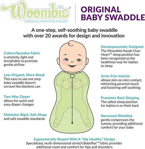 Woombie Simply Baby Swaddling Blanket - Soothing Cotton Swaddle, Wearable Blanket, Pink Blush, 0-3 Months...