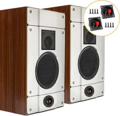 2 Pcs Square Speaker Box Terminal Cup Black 2 Inch 2-Way Spring Loaded Jacks Speaker with Screws Wire Connector Binding Post Cup Connector Subwoof...