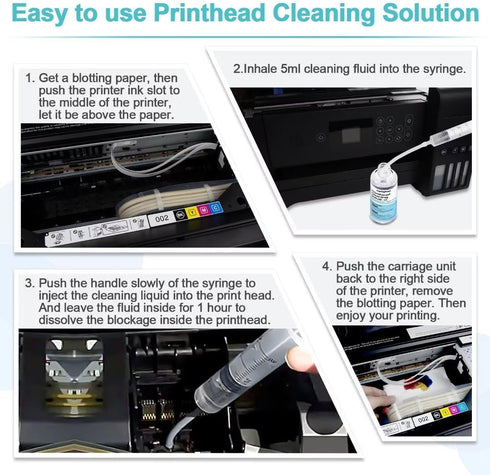 Absonic Printhead Cleaning Kit for Epson, 250mL Printer Cleaning Kit for Inkjet Printer, Print Head Cleaning Kit for HP, Canon Inkjet, Printer Hea...