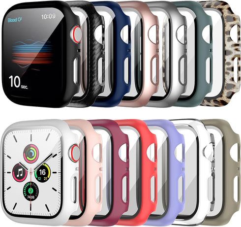 14 Pack Apple Watch Case with Tempered Glass Screen Protector for Apple Watch SE 40mm Series 6/5/4,Anotch Full Coverage Hard PC Protective Cover H...