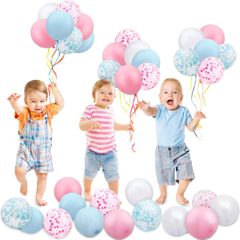 60 Pieces 12 Inch Latex Pastel Balloons Macaron Confetti Balloons for Baby Shower Gender Reveal Birthday Party Decorations...