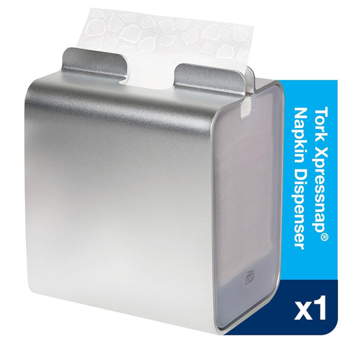 Tork Napkins Napkin Dispenser Image Xpressnap Tabletop Aluminum Napkin Holder for Everyday Use Holds Up To 150 2-Ply Napkins 8.23x7.1x5.91" (HxWxD...