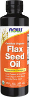 NOW Supplements, Certified Organic Flax Seed Oil Liquid, Cold-Pressed and Unrefined, 12-Ounce...