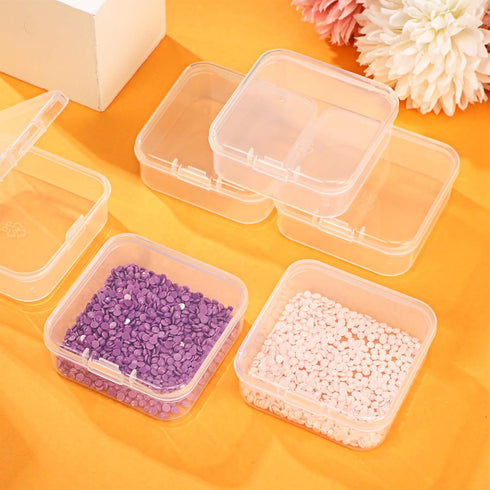 36 Pieces Small Clear Plastic Beads Storage Containers Box with Hinged Lid, Storage Case of Small Items, Crafts, Jewelry, Hardware (2.12 x 2.12 x ...