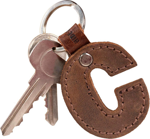 Hide & Drink Thick Leather Alphabet Letter Keychains Handmade Bourbon Brown...