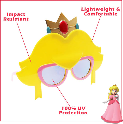 Sun-Staches Princess Peach Sunglasses | Officially Licensed Nintendo Costume Accessory for Super Mario Fans | UV 400 | One Size Fits Most...