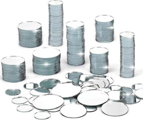 250 Pieces Small Circle Craft Mirror, Mini Round Glass Crafts Mosaic Mirror Tiles for Crafts and DIY Projects Supplies Home Decoration, 0.75 Inch,...